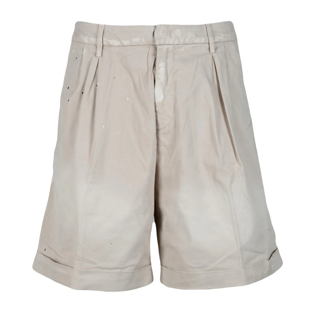 Dondup Herr Beige Shorts W31, Bomull, Casual Bermuda Shorts Med Stretchtyg