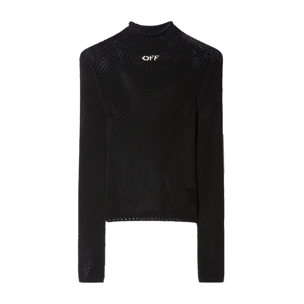 Off White Svart Logo-Print Turtleneck Black, Dam