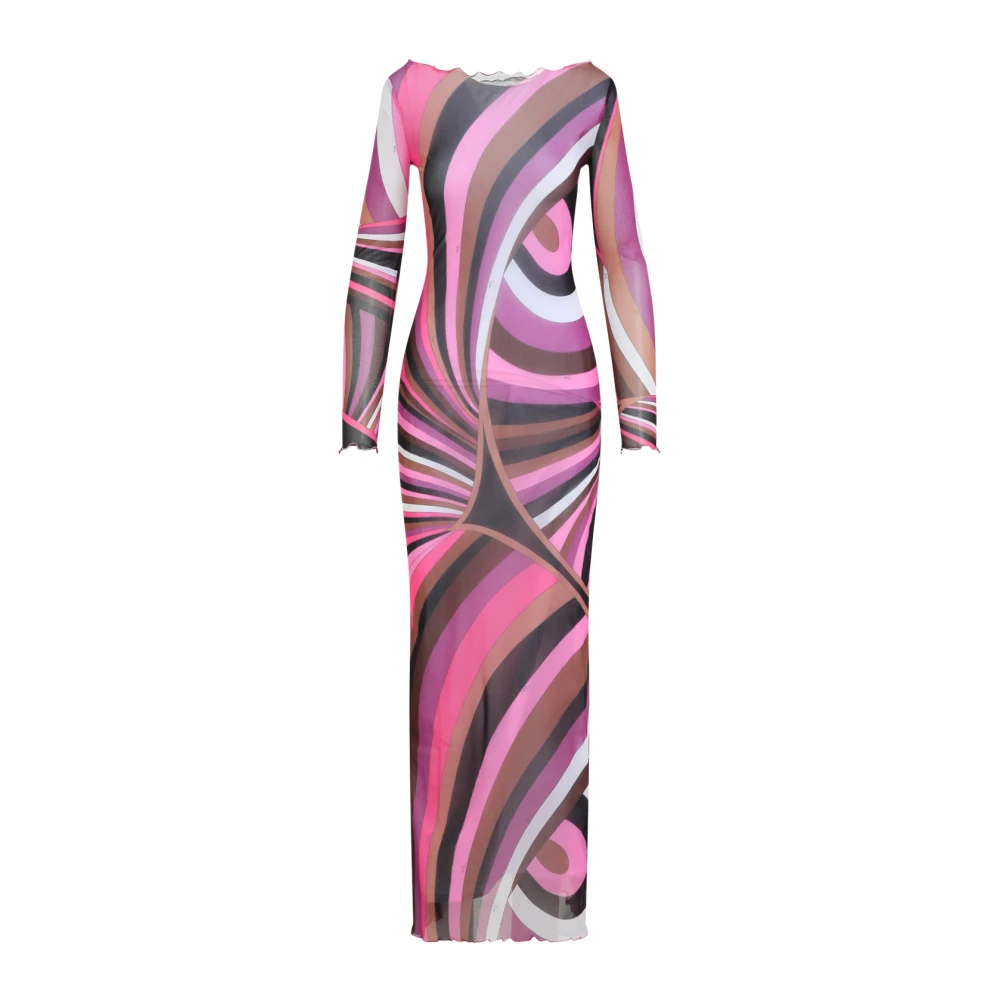 Emilio Pucci Fuchsia Brun Lång Klänning Multicolor, Dam