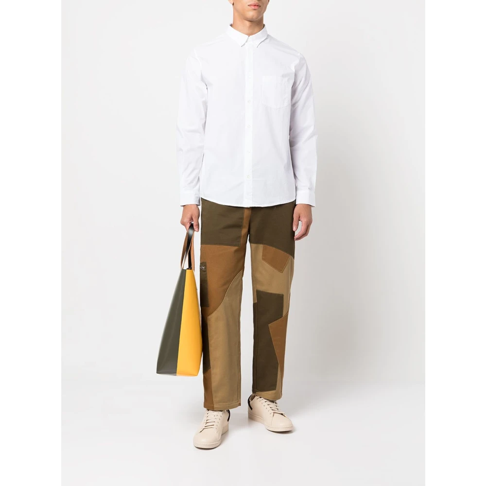 A.p.c. Edouard Logo Geborduurd Button Down Overhemd White Heren
