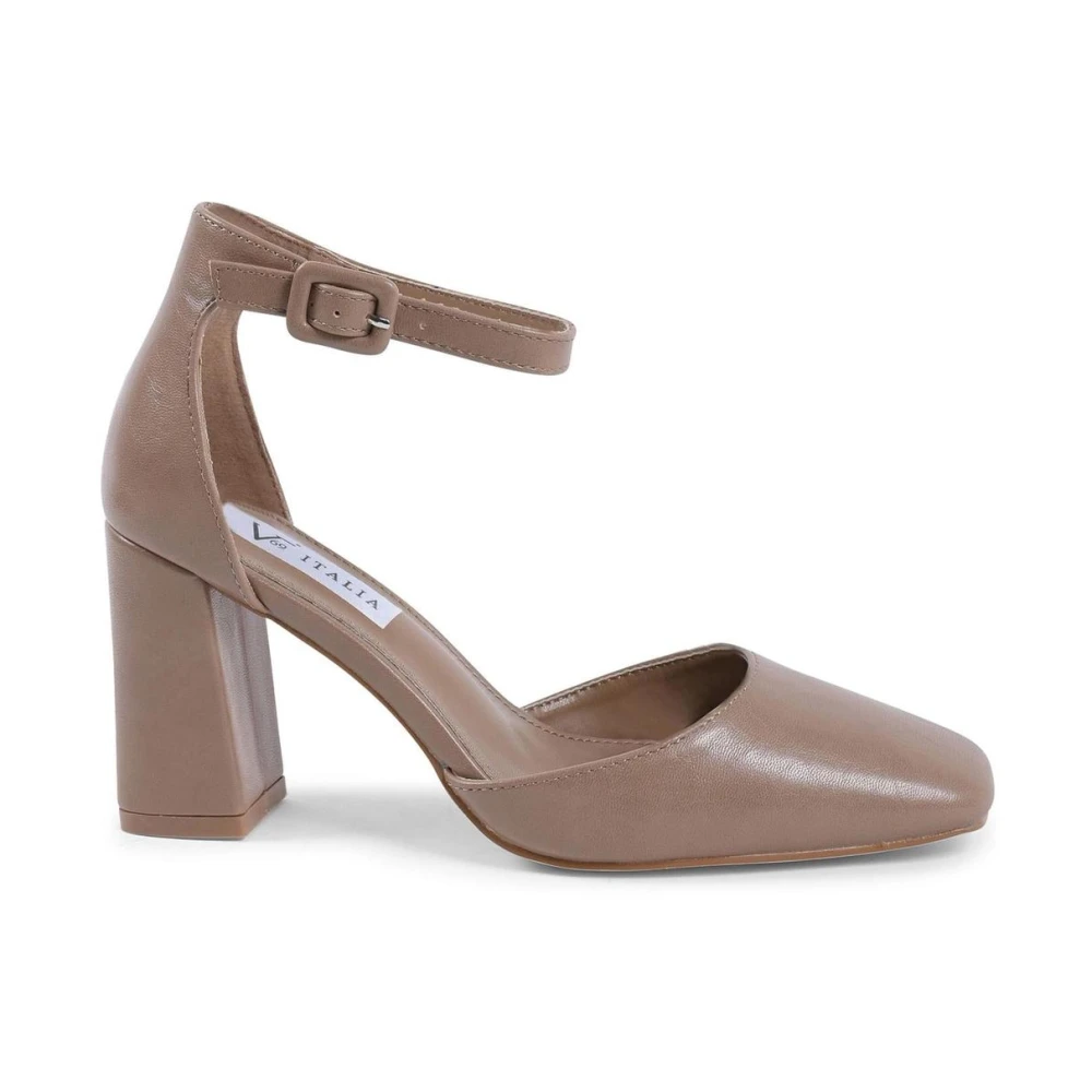 19V69 Italia Women's Beige Pumps, 4 Uk, Elegant Ankle Strap Heeled Shoes