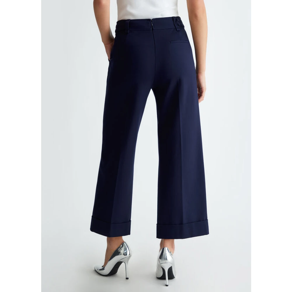 Liu Jo Cropped Viscose Broek Milano Stijl Blue Dames