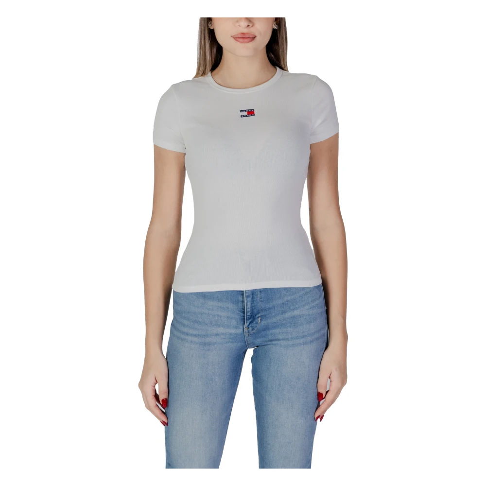 Tommy Jeans Sweetheart Neckline Tee Classic Fit White Dames