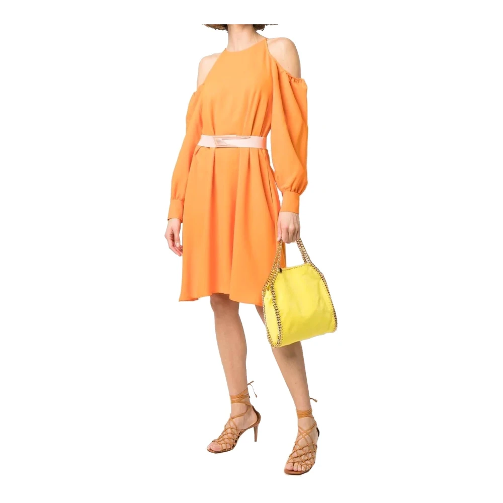 Stella Mccartney Off-Shoulder Jurk met Parel Detail Orange Dames