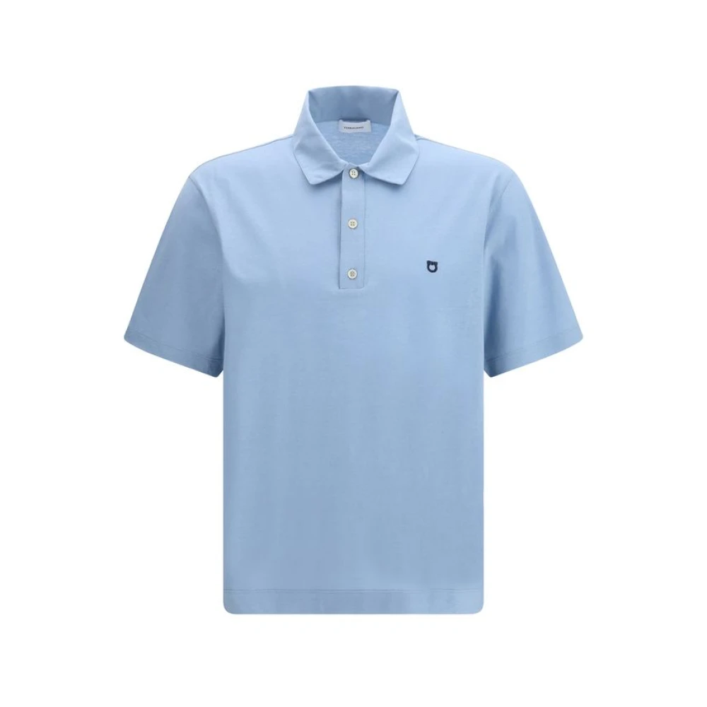 Ferragamo Blue Cotton Polo Shirt - Male - Polo Shirts - Xl - Tops