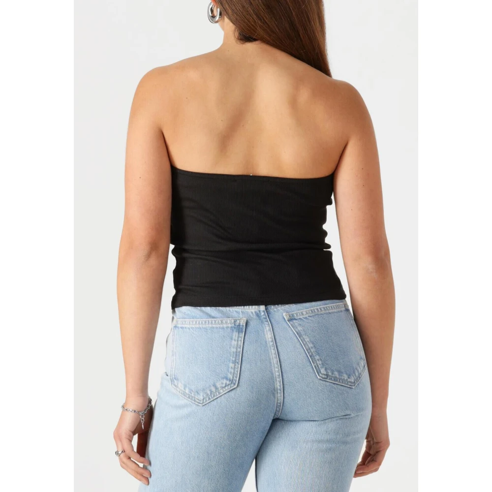 Calvin Klein Zwarte Rib Mouwloze Top Veelzijdige Stijl Black Dames