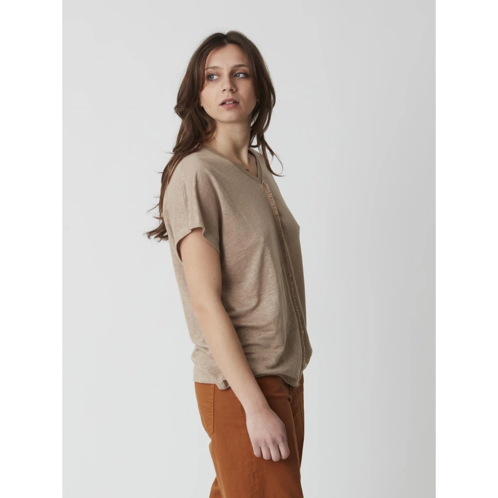 Alpha Studio Dames V-Hals T-Shirt Brown Dames