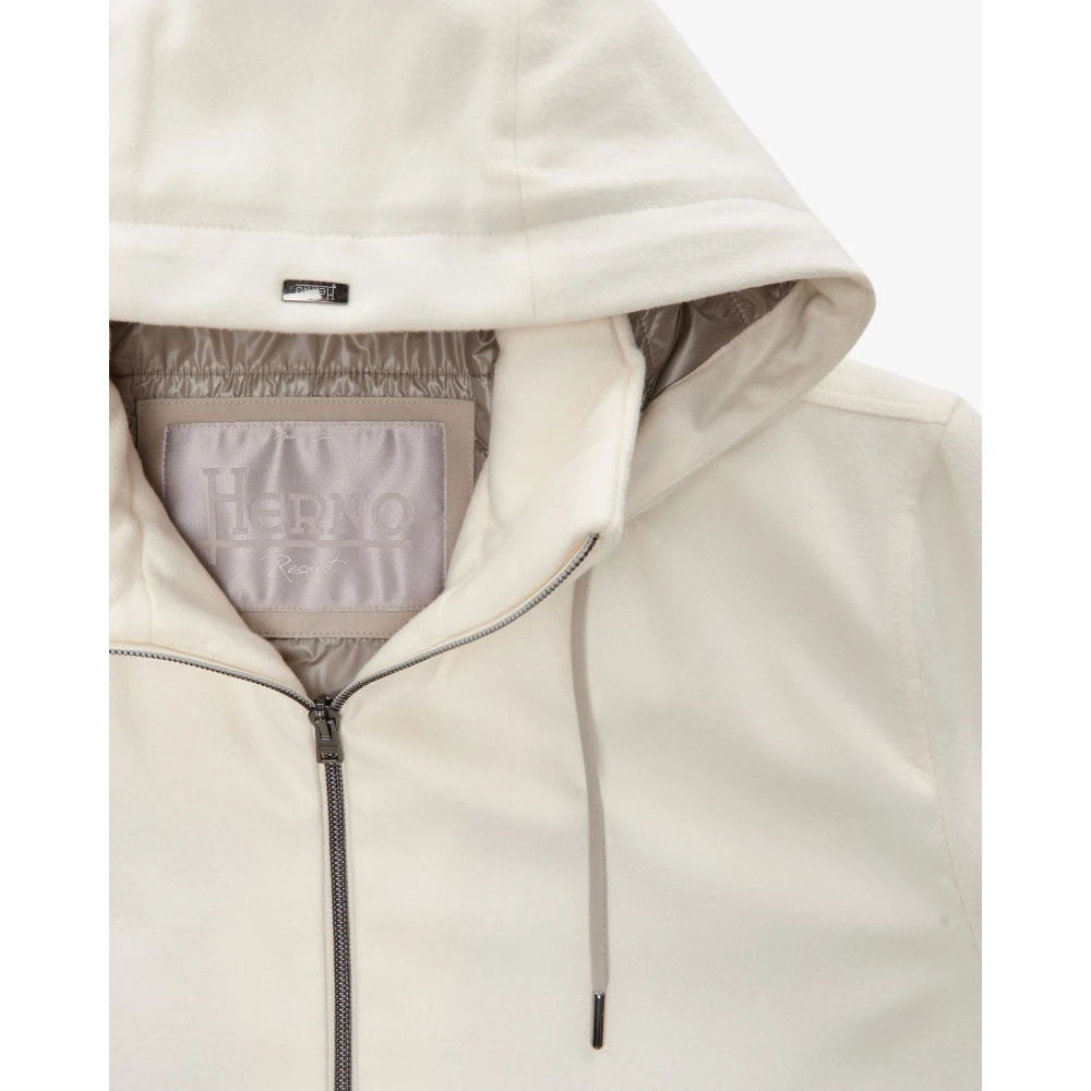 Herno Luxe Cashmere Seta Bomber Resort Jas White Heren