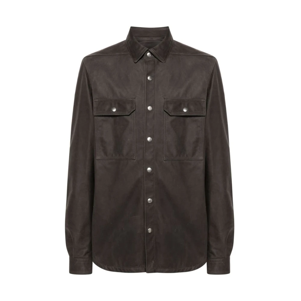 Rick Owens Klassieke leren buitenkleding antraciet grijs Gray Heren