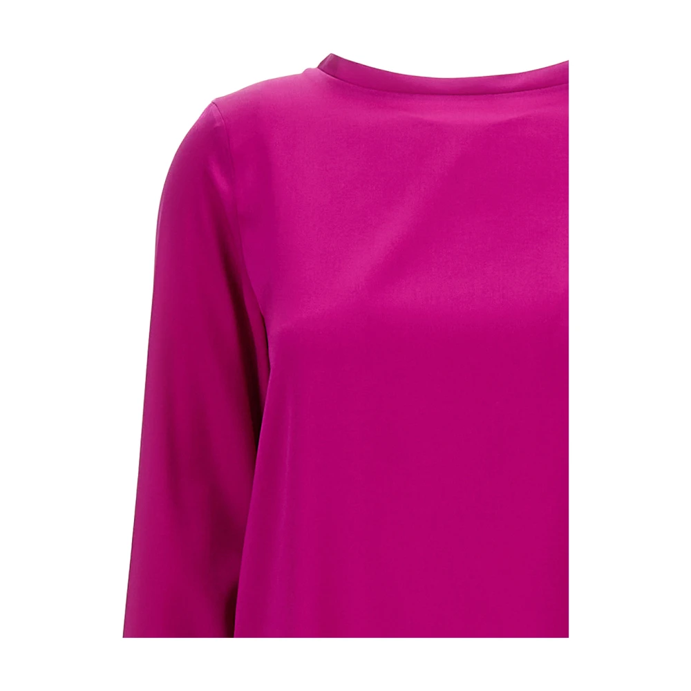 Plain Units Fuchsia Zijden Crewneck Sweater Pink Dames