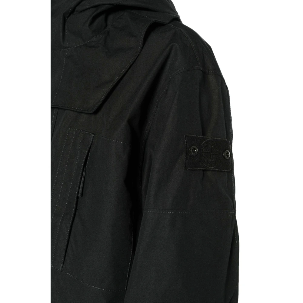 Stone Island Oversized Fit Coat Made in China Black Heren