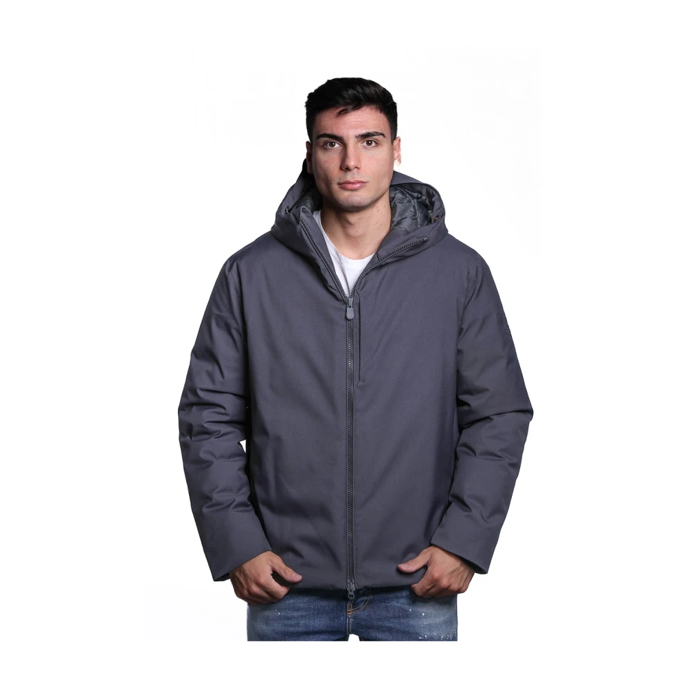 Save The Duck Men's Blue Winter Jackets,, Polyester Jacket With Hood Large