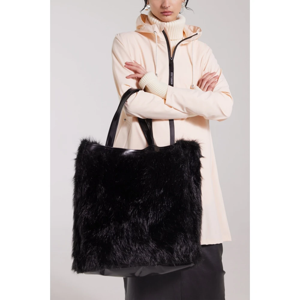 Stutterheim Zwarte Nepbont Tote Tas Black Dames