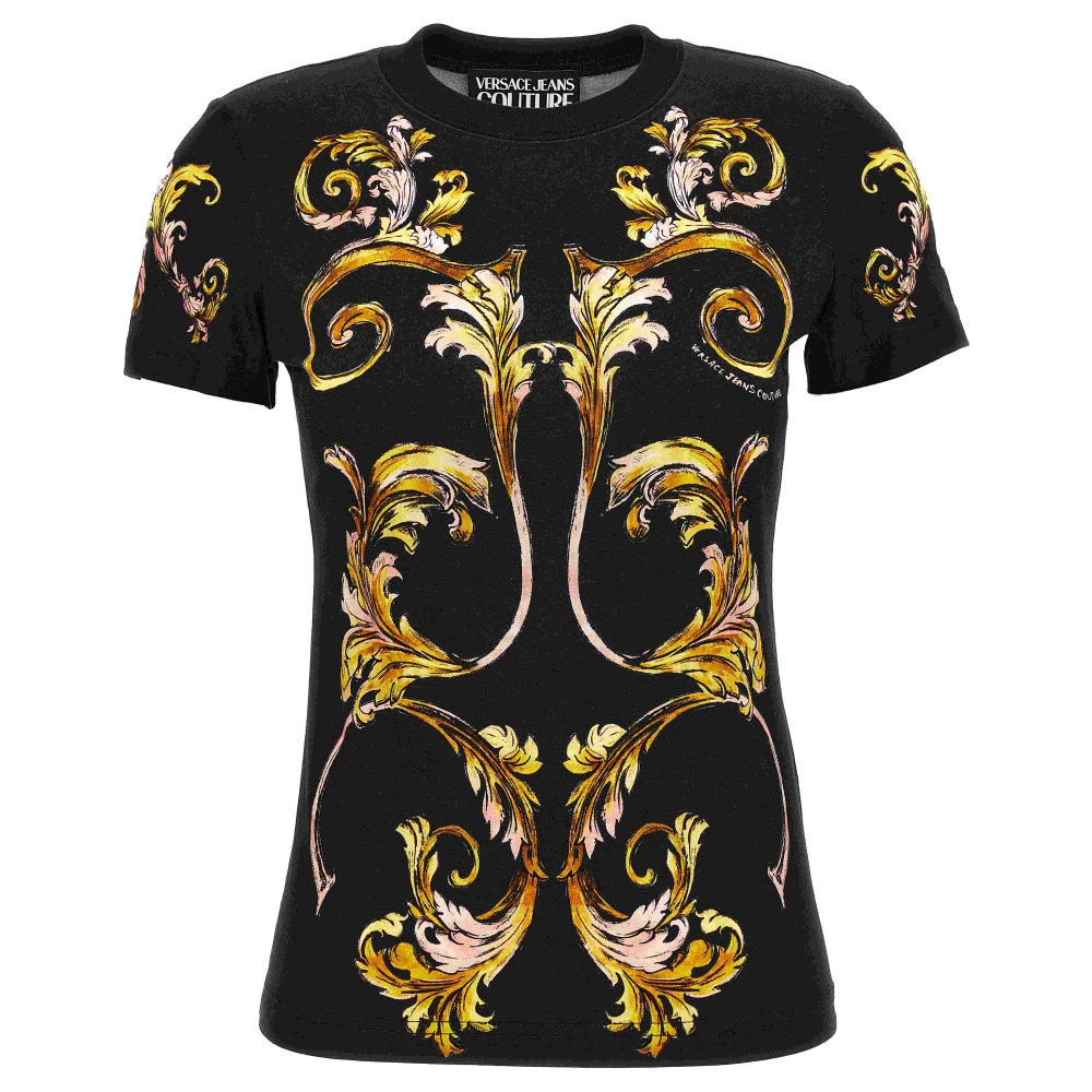 Versace Jeans Couture Women's Black T-Shirts, Xs, Placed T-Shirt