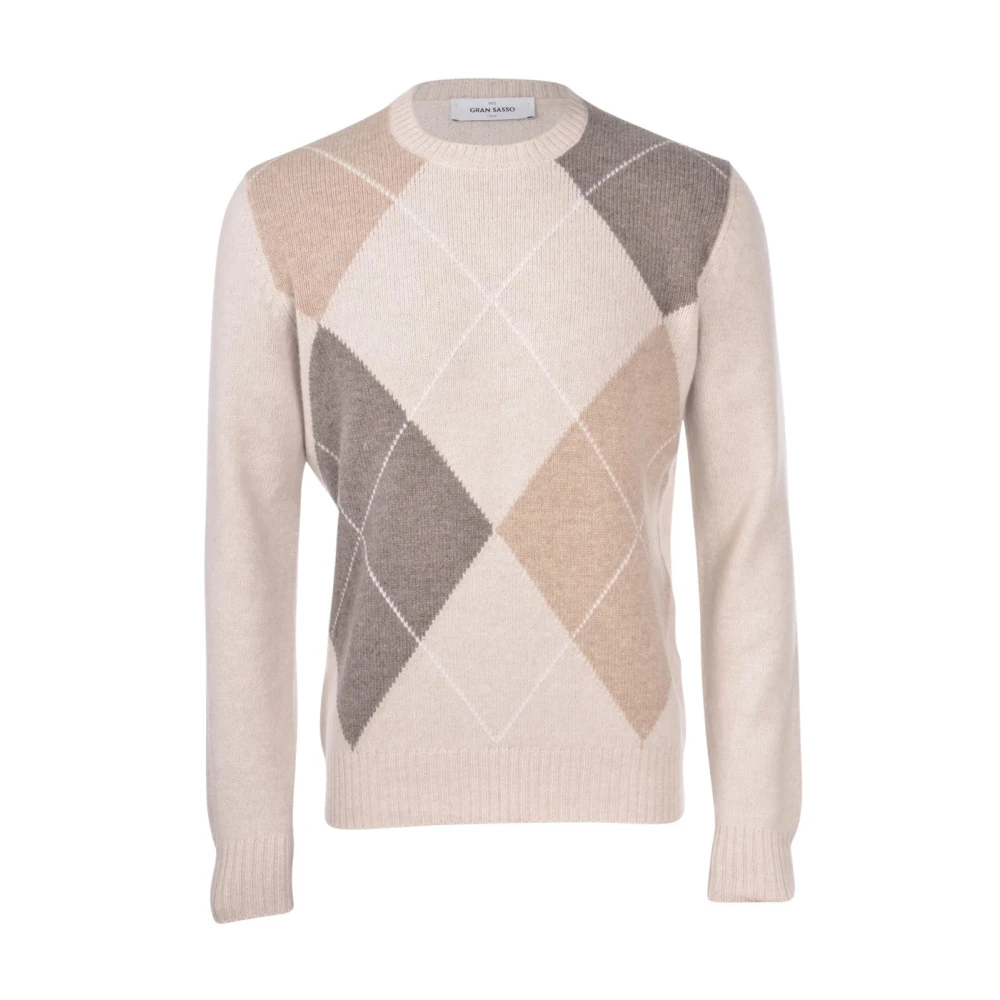 Gran Sasso Geelong Diamond Crew Neck Sweater Beige Heren