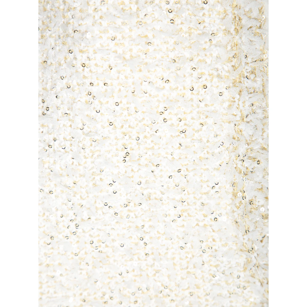 Fabiana Filippi Elegant Lurex Tweed Fringed Jacket White Dames