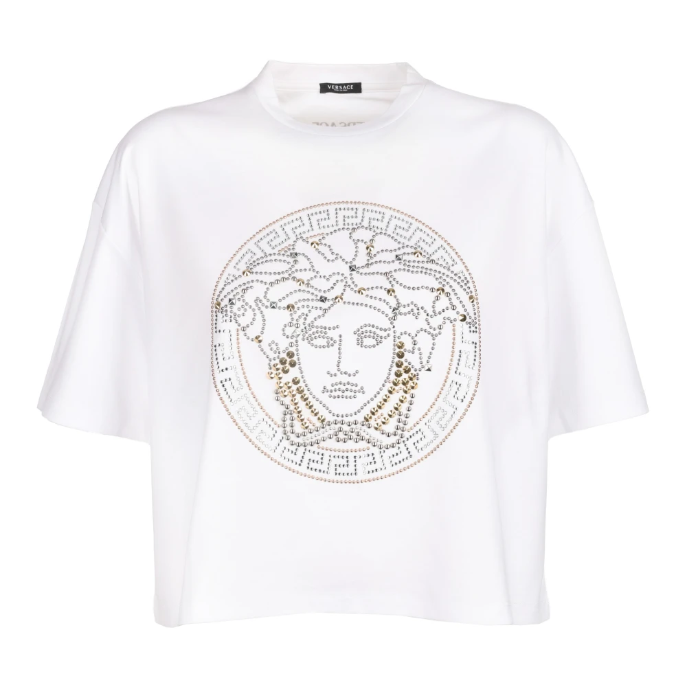 Versace Vit Strass Oversized T-Shirt White, Dam