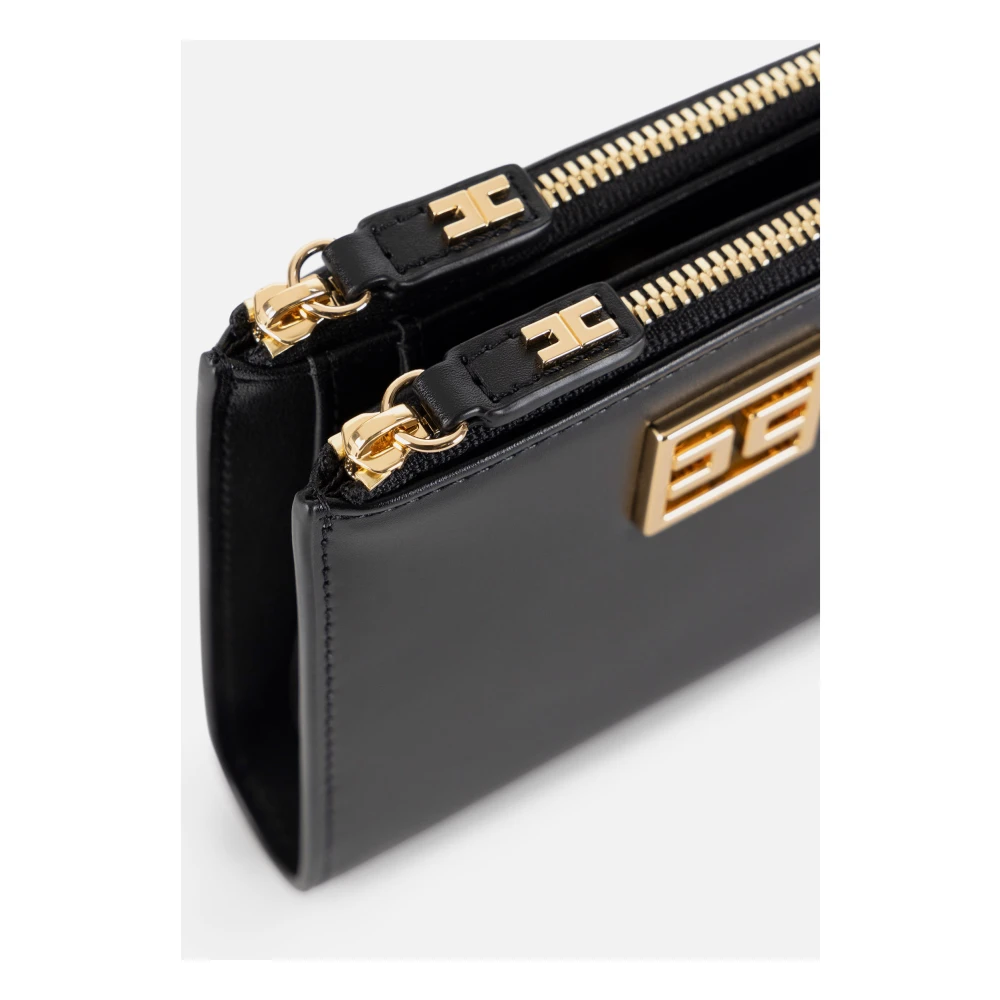 Elisabetta Franchi Zwarte Synthetisch Leren Bifold Portemonnee Black Dames