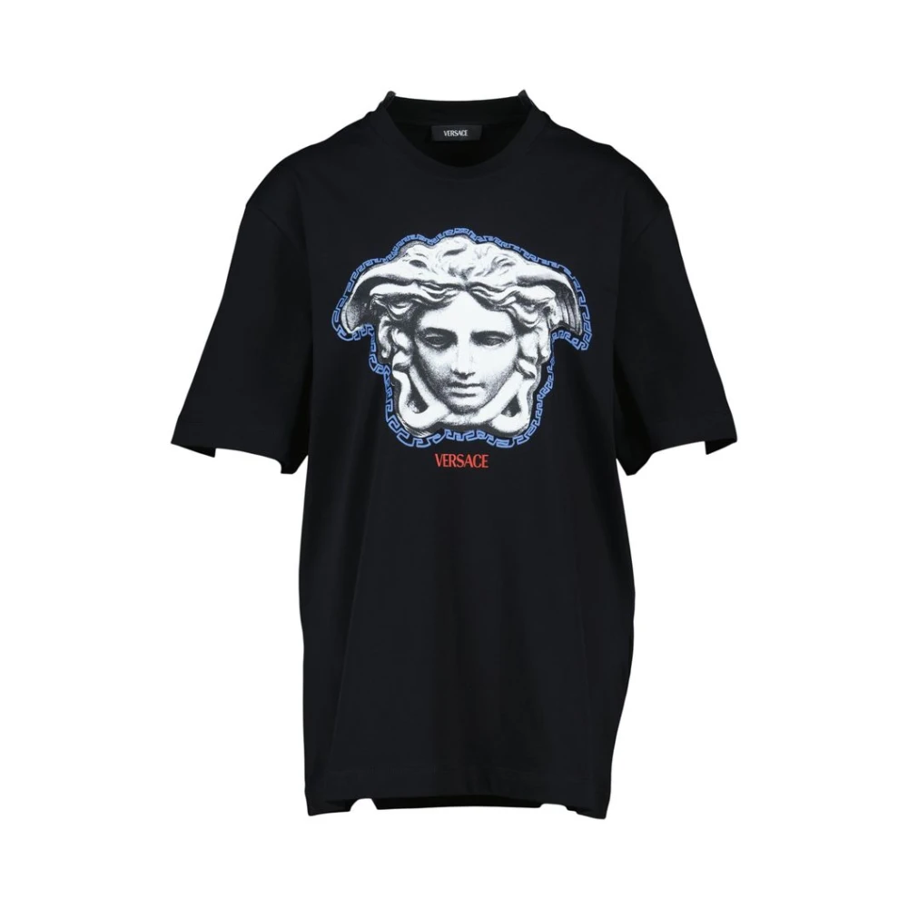 Versace Men's Black Jersey Greca Medusa Print T-Shirt