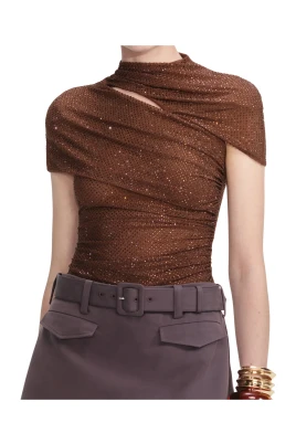 Rhinestone Mesh Cut Out Top