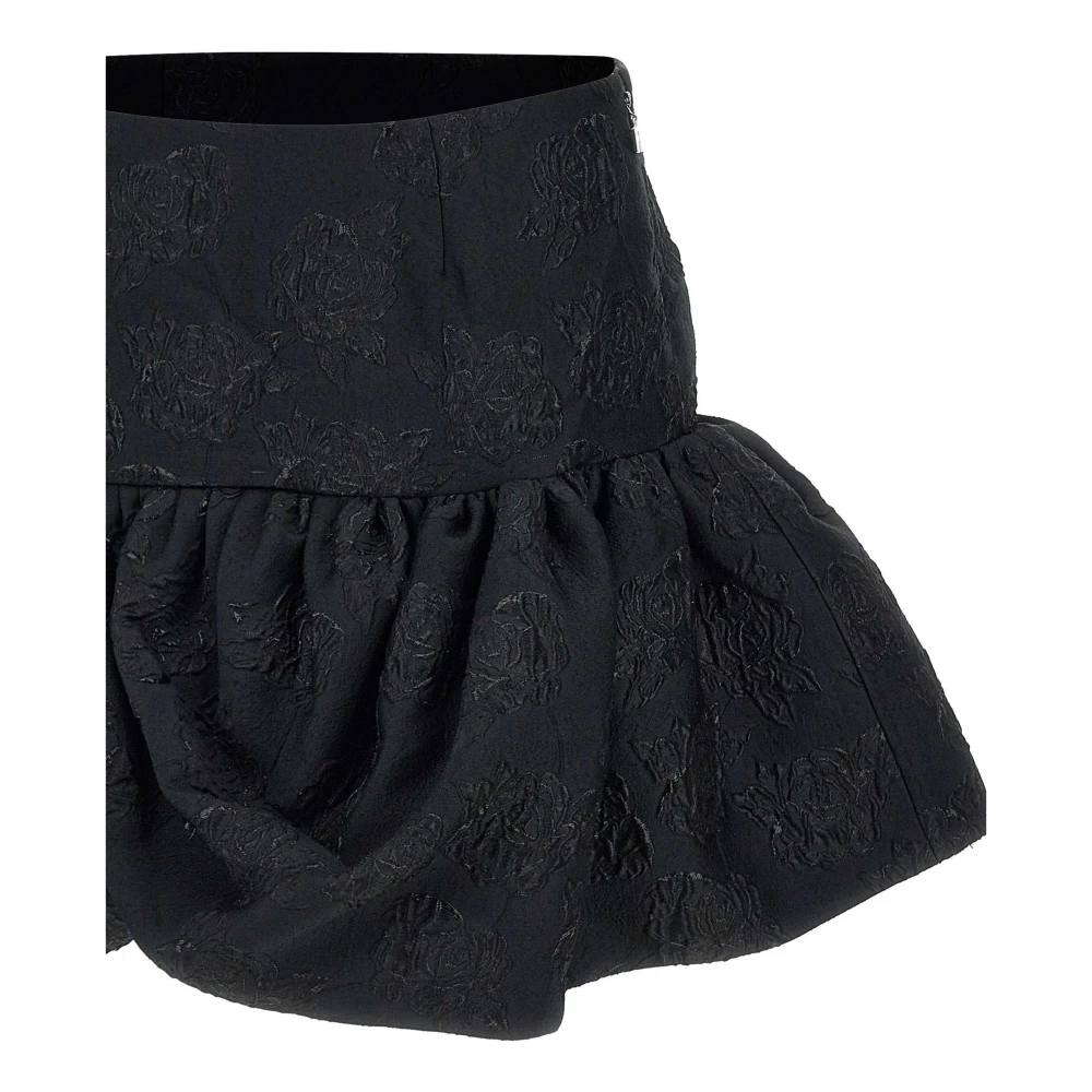 Rotate Birger Christensen Jacquard Minirok met Bloemenborduursel Black Dames