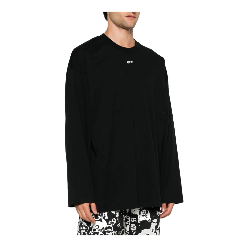 Off White Stempel Logo Katoenen T-shirt Black Heren