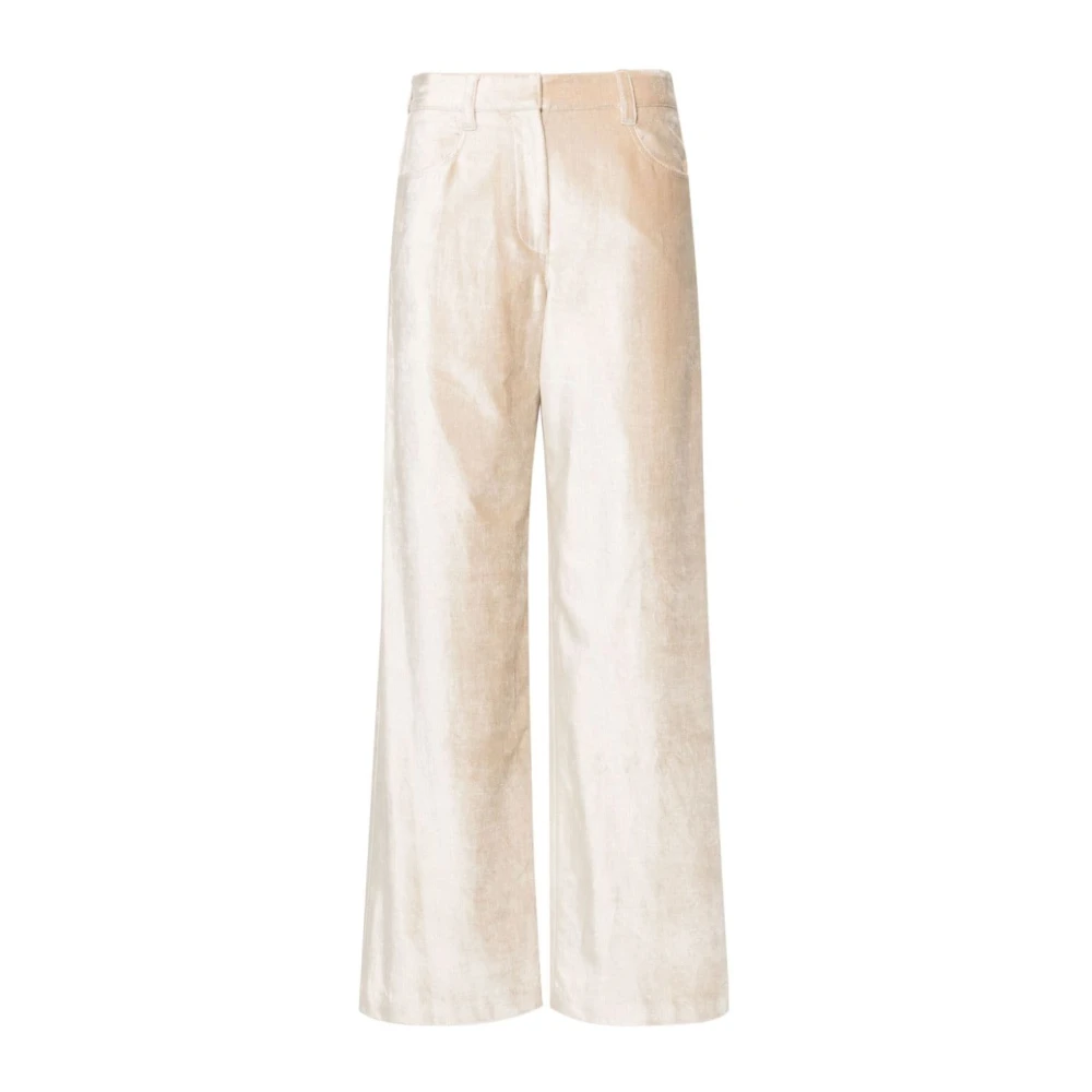 BRUNELLO CUCINELLI Fluwelen Wijde Pijp Broek Beige Dames