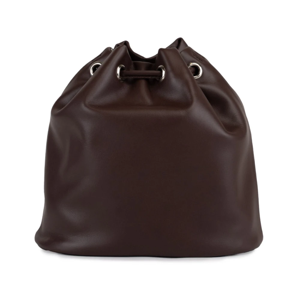 Orciani Mini Leren Schoudertas met Trekkoord Brown Dames