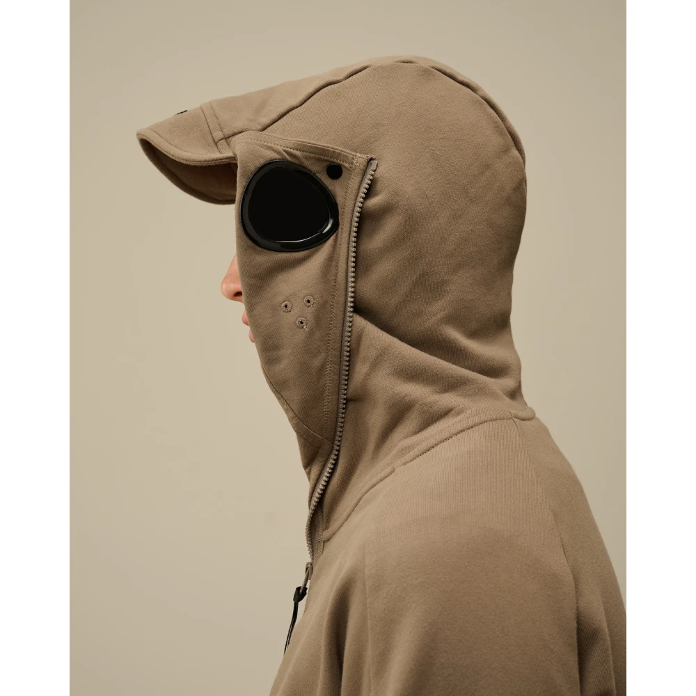 C.P. Company Diagonal Raised Fleece Explorer Goggle Hoodie Green Heren
