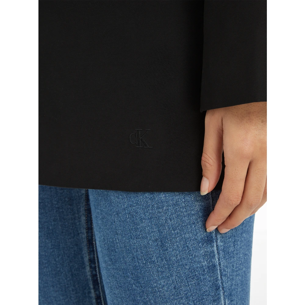 Calvin Klein Jeans Zwarte Viscose Blazer Jas Black Dames