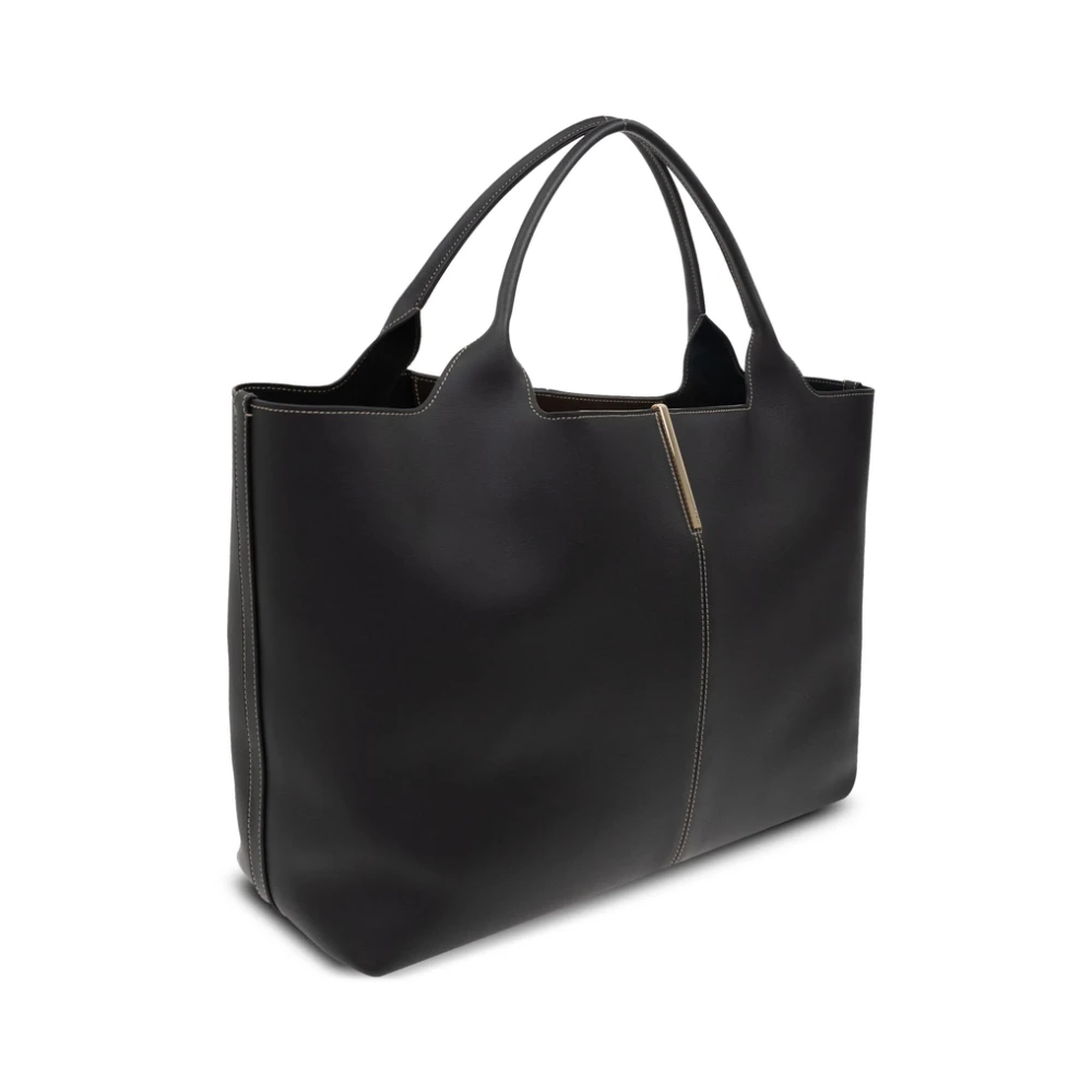 TOD'S Zwarte Tote Tas met Magnetische Sluiting Black Dames