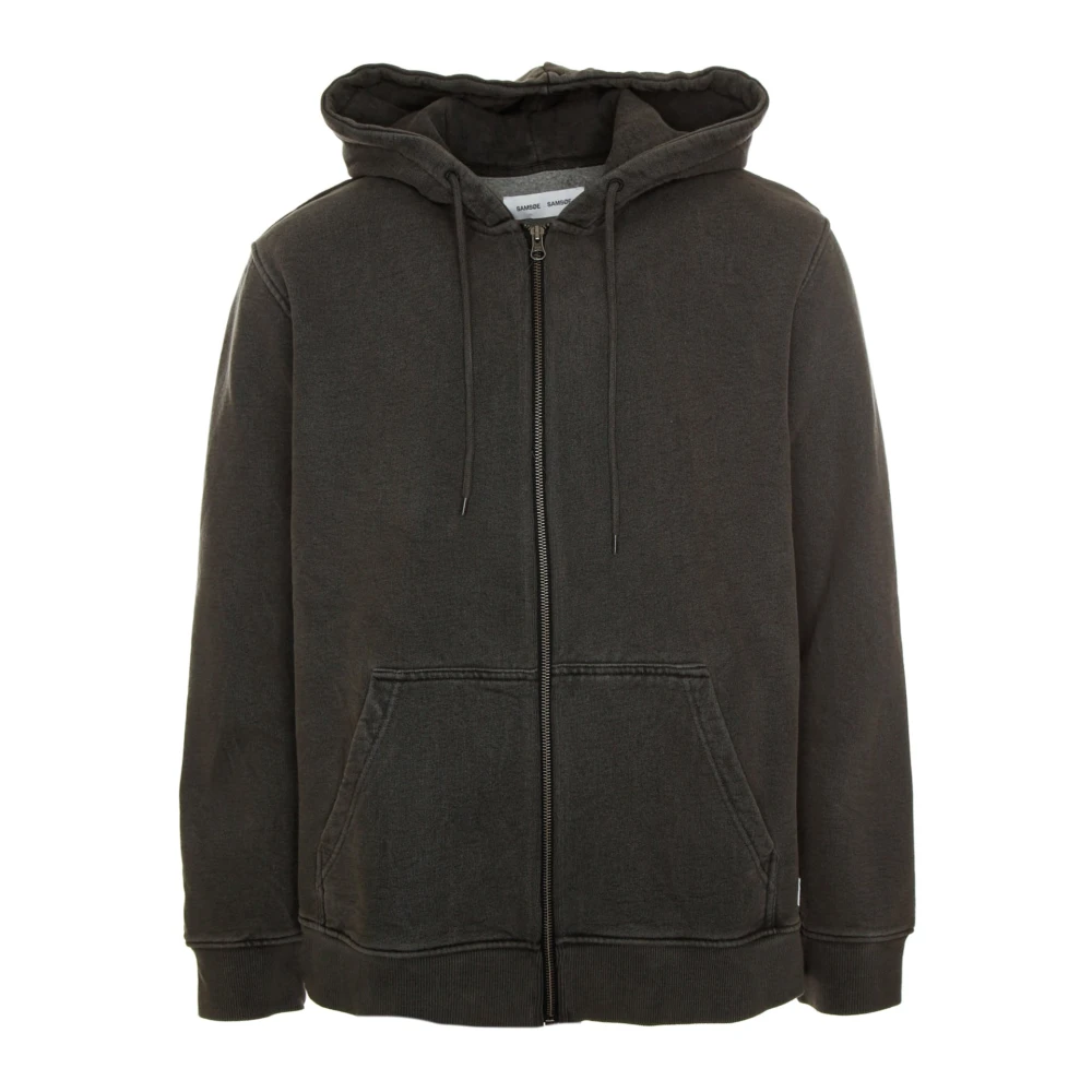 Samsøe Zip Hoodie met relaxte pasvorm Gray Heren