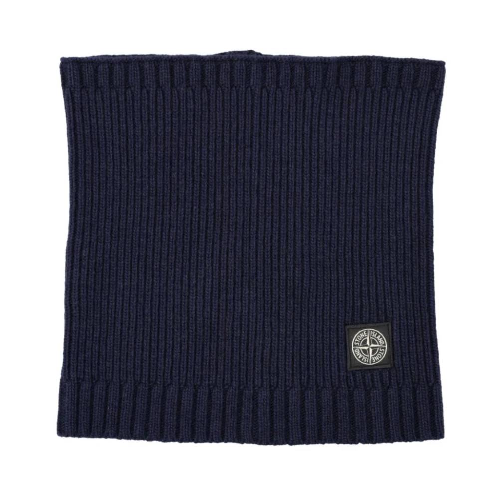 Stone Island Blå Ribbstickad Ullblandning Pojksjal Blue, Pojke