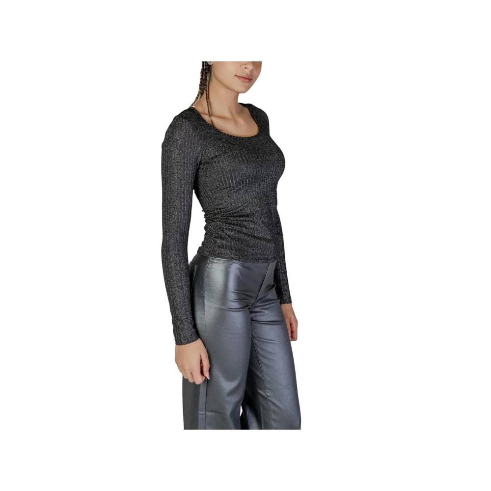 Vero Moda Zwart Glitter Geribbelde Longsleeve Top Black Dames