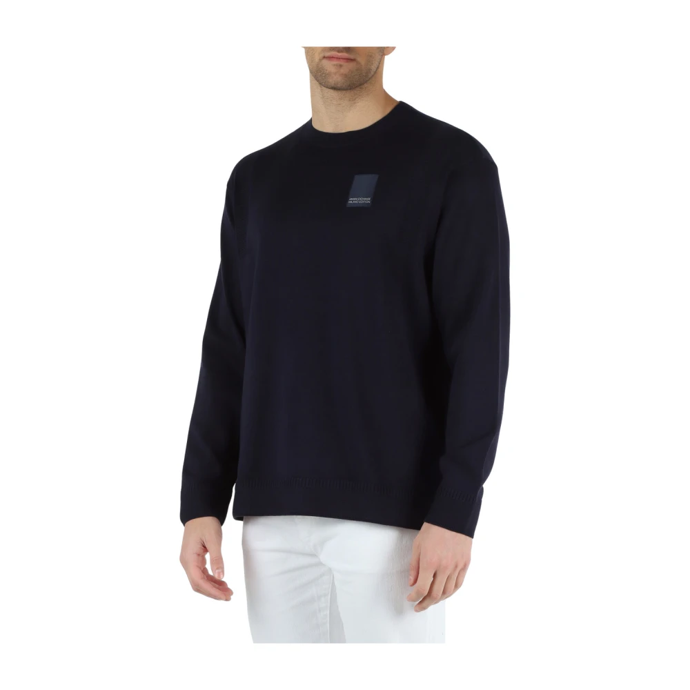 Armani Exchange ASV Katoenen Crewneck Sweater Blue Heren
