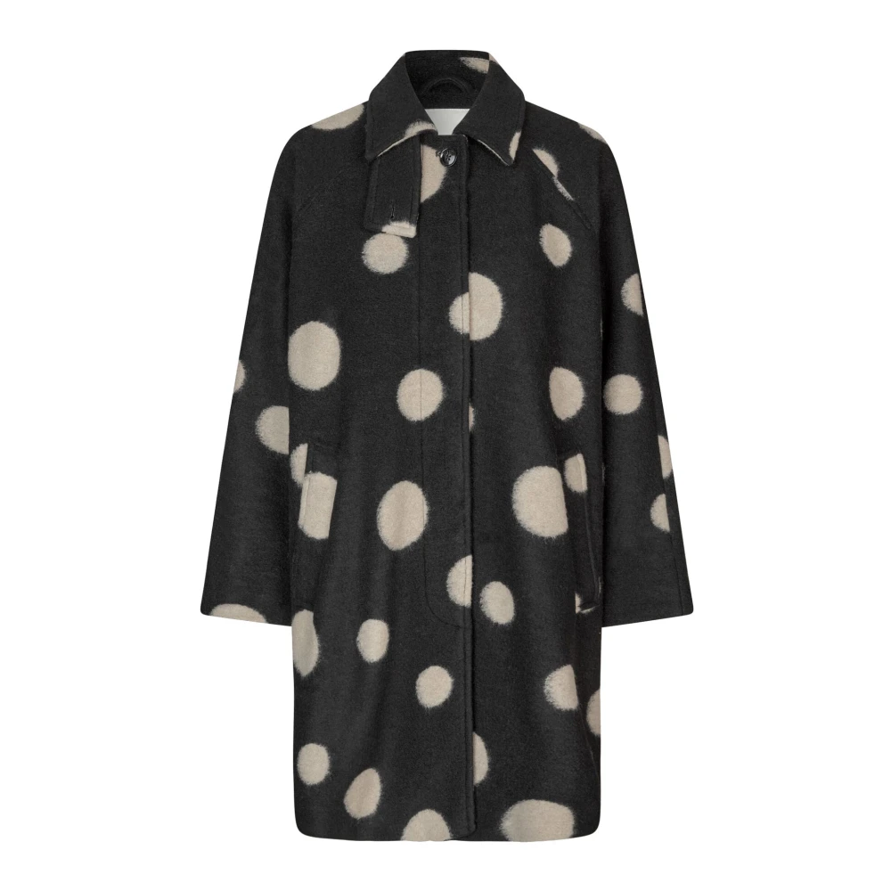 Masai Polka Dot Wollen Jas Black Dames