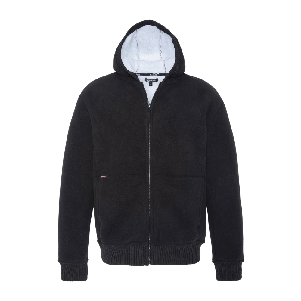 Schott NYC Hoodie met fleece voering Black Heren