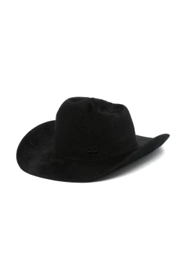 Svart Ull Monogram Tårkrona Hatt