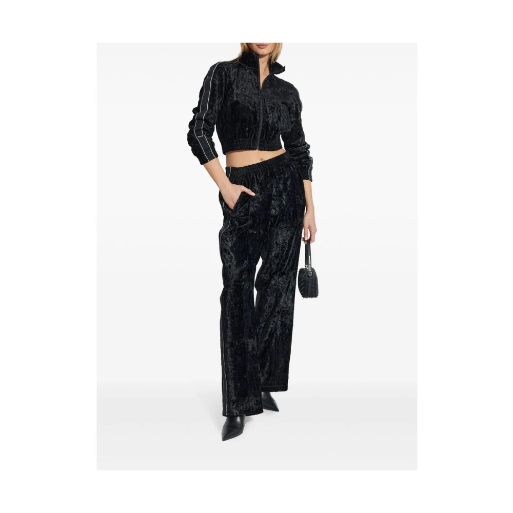 T by Alexander Wang Zwarte Straight Leg Broek met Streep Black Dames