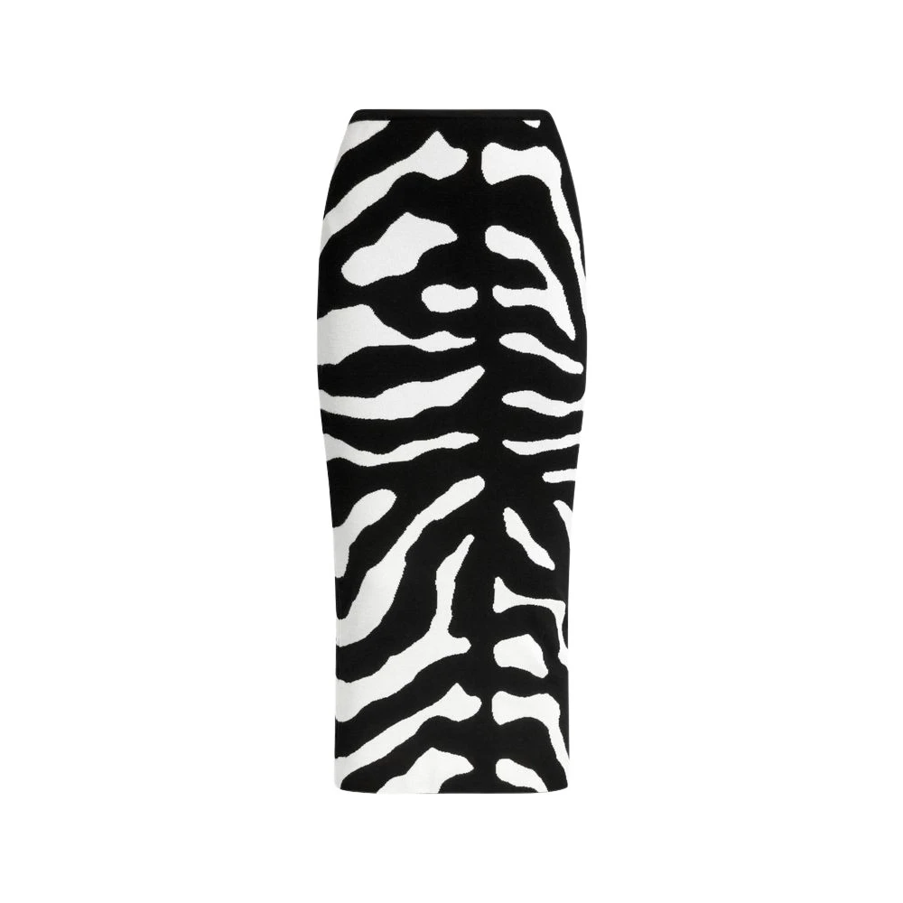 Moschino Black Midi Skirts, Female, Xs, Printed Stretch Skirt