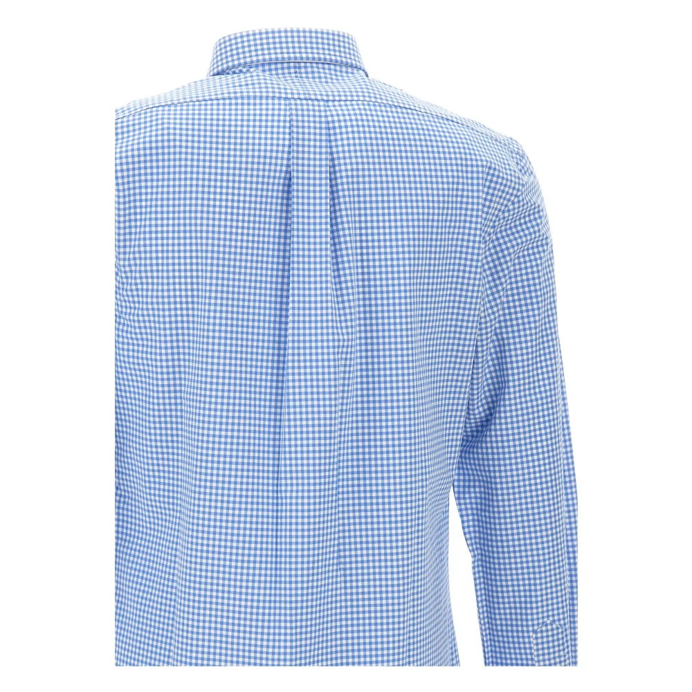 Polo Ralph Lauren Geruite Stretch Katoenen Overhemd Blauw Blue Heren