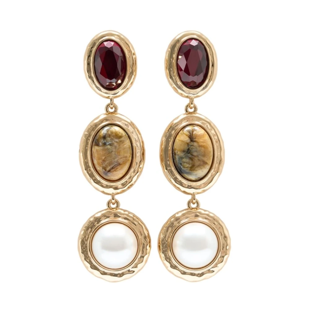 Self Portrait Women's Yellow Three Tiered Earrings