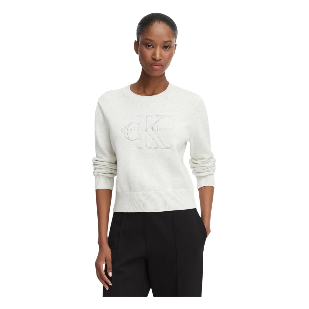 Calvin Klein Jeans Donna Grigio - Maglieria Girocollo - Knitwear - L