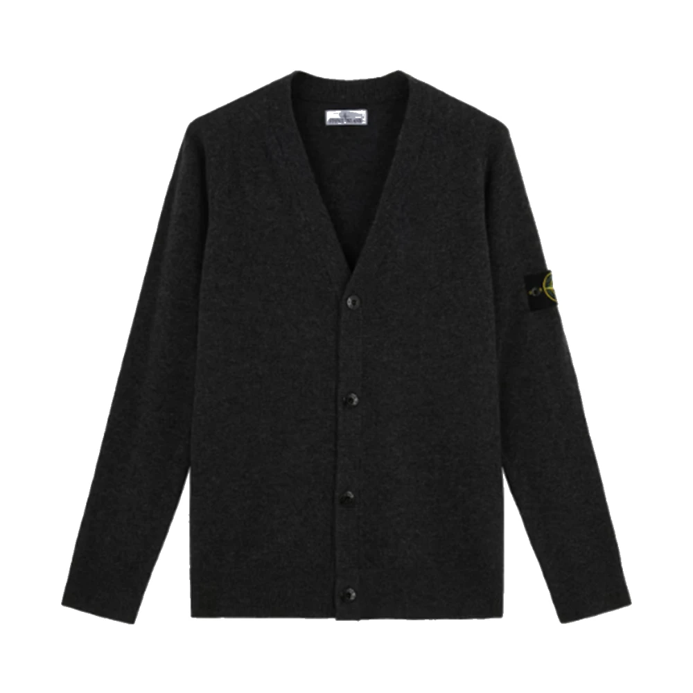 Stone Island Losse Gebreide Vest in Wol Black Heren