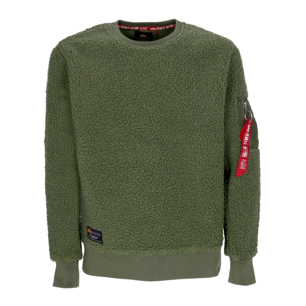 Alpha Industries Green Sherpa Crewneck Sweatshirt Sage - Male - Sweatshirts - S - Sweatshirts & Hoodies