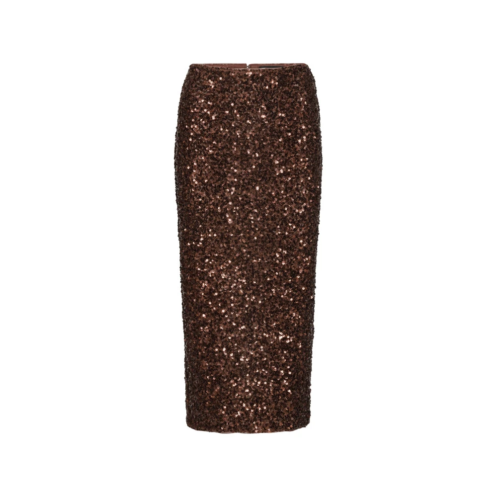 Rotate Birger Christensen Women's Brown Sequin Pencil Skirt