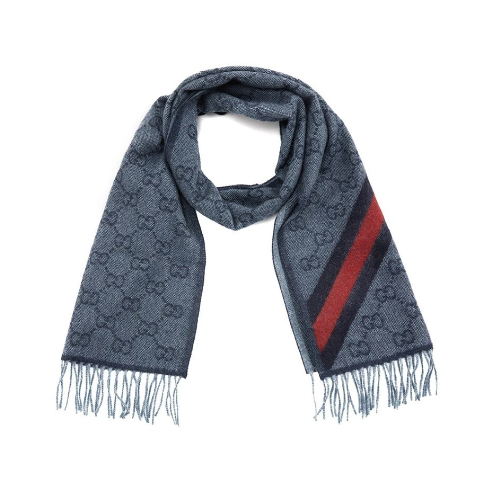 Gucci Wollen Logo Sjaal Blue Unisex