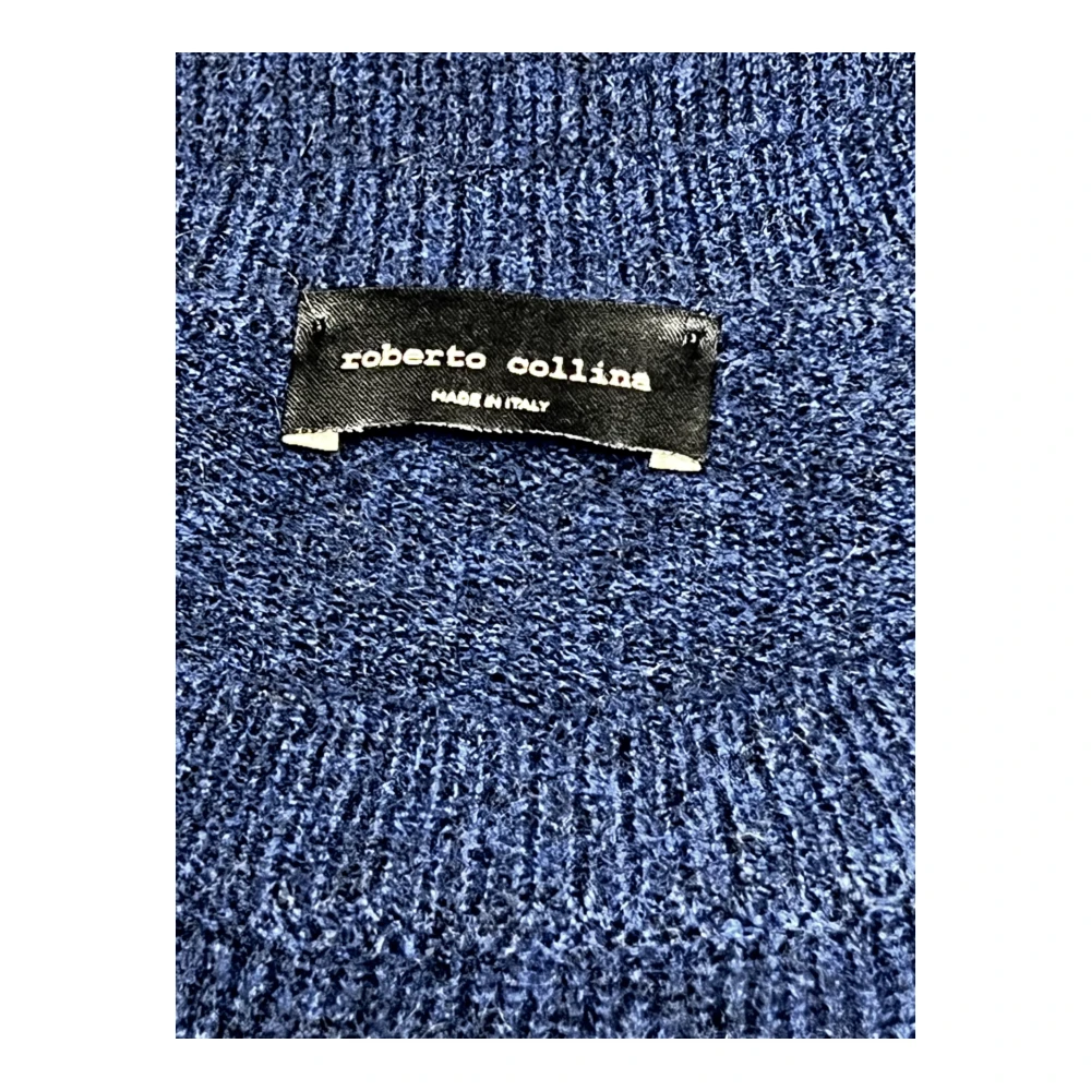 Roberto Collina Merino Baby Camel Sweater Navy Blue Heren