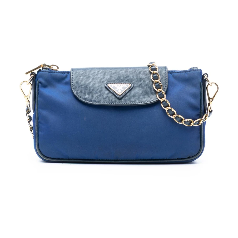 Prada Vintage Women's Blue Pre-Owned Chain Shoulder Bag