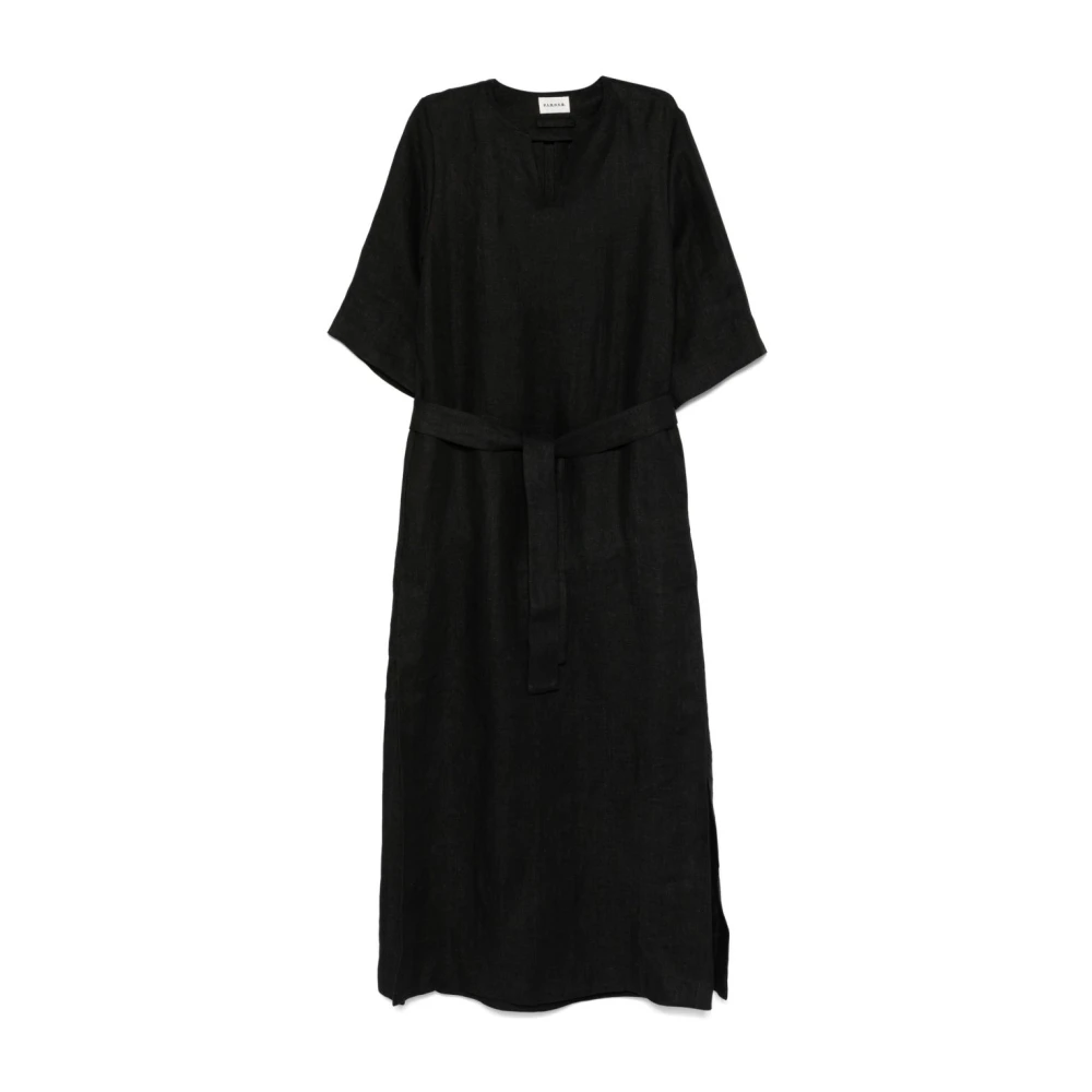 P.a.r.o.s.h. Zwarte V-hals jurk met zakken Black Dames